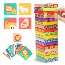 Colored Wooden Blocks Stacking Board Games For Kids Ages 4-8 With 51 Pieces - £31.96 GBP