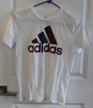 Adidas White Americana  T Shirt With Flag Pattern Logo Size Youth M 10/12 - £15.63 GBP