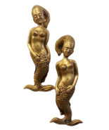 2x Brass Door Handle Mermaid Figurine Pull Hand Art Vintage Home Decor L... - £173.28 GBP