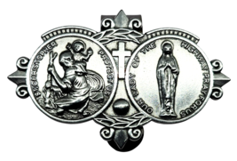 Saint Christopher &amp; Miraculous Medal Visor Clip Bag Clip Travel Protection Mary - £10.13 GBP