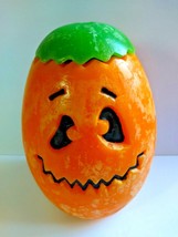 Large Orange Jack O&#39;Lantern Pumpkin Candle – Light Up Halloween Vintage  - $28.11