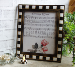 Courtly Picture Frame &amp; Black and White Checks Candle Hand Painted Checked Decor - £55.02 GBP