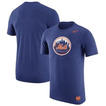 Nike Mens New York Mets Cooperstown Retro Logo Tri-Blend T-Shirt, Royal-Small - £14.79 GBP
