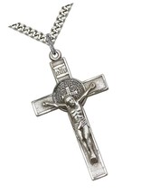 Men&#39;s Sterling Silver St. Benedict Crucifix - $376.19
