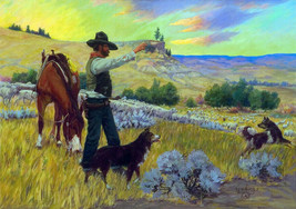 Framed canvas art print giclee Wyoming Sheepherder country western - £30.92 GBP+