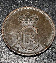 1882 Denmark Danmark Rare 5 Ore Copper Coin - $16.82