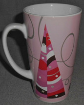 2004 Starbucks STYLIZED PINK/RED CHRISTMAS TREE DESIGN Handled Mug - $11.87