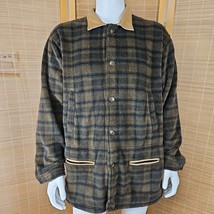 Vintage Orvis Fleece Teddy Jacket Mens XL Brown Black Plaid Faux Suede U... - $72.94