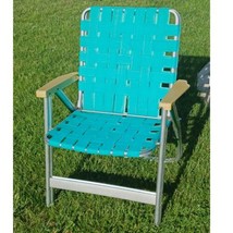 Vintage Folding Aluminum Chair Webbed Patio Lawn Chair Blue (TEAL / Aqua) - £38.69 GBP