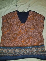 BEAUTIFUL LADIES ROGERS + ROGERS BROWN AND MULTICOLORED Floral PRINT TOP... - $13.05