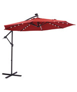 10 FT Solar LED Patio Outdoor Umbrella Hanging Cantilever Umbrella Offset - £133.23 GBP
