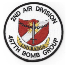 4.5&quot; AIR FORCE 2ND AIR DIVISION 467TH BOMB GROUP LIBERAMUS EMBROIDERED P... - £27.96 GBP