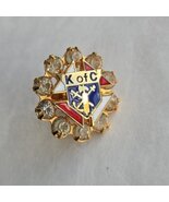 Knights of Columbus Lapel Pin K of C Rhinestone Gold Fraternal Organizat... - $20.00