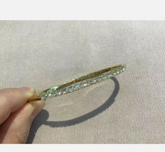 3.0 Carat Diamond Brilliant Round Cut Bangle Bracelet 7.5 Inch Gold Finish - £54.00 GBP