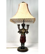 Blackamoor Carved Lamp polychrome wood Electrified Figure Statue W/SHADE... - €294,74 EUR