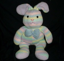 18" Big 2001 Commonwealth Blue Pink Green Bunny Rabbit Stuffed Animal Plush Toy - $37.05