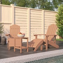 Garden Adirondack Chairs with Footstool &amp; Table HDPE Brown - £210.70 GBP