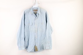 NOS Vtg 90s Calvin Klein Mens M Checkered Chambray Collared Button Shirt USA - £54.29 GBP