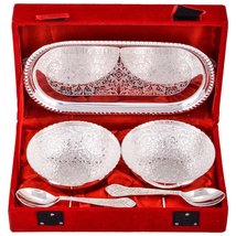 Rastogi Handicrafts Silver Plated round Shaped Bowl and Tray Set Dry Fru... - £19.52 GBP
