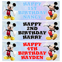 MICKEY MOUSE Personalised Birthday Banner - Birthday Party Banner - 1x3 Feet - £3.85 GBP