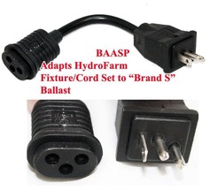 2x BAASP 8&quot; Plug Adapter Cord Hydrofarm Fixture Cord to Other Ballast Re... - $14.99