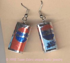 Funky Pepsi Cola Can Earrings Novelty Mini Soda Pop Food Charm Costume Jewelry - £5.47 GBP