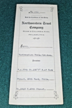 Vtg 1911 Insurance Policy Northwestern Trust Company Philadelphia Pennsylvania - $6.50