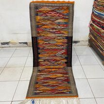 Berber Kilim Rug: Handmade Moroccan Flat-Weave, Geometric Wool - $518.50