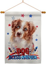 Patriotic Red Australian Shepherd House Flag-Dowel Set Dog Puppy Spoiled Paw Can - $32.99