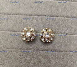 VeronuiQ Trends-Traditional Floral Gold Plated Polki Studs Earrings - $50.00