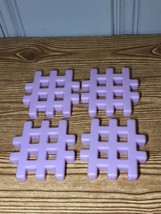 Lot Of 4 Little Tikes Wee WAFFLE BLOCKS 4&quot; Building Toys PASTEL Purple - £3.91 GBP