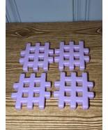 Lot Of 4 Little Tikes Wee WAFFLE BLOCKS 4&quot; Building Toys PASTEL Purple - £3.92 GBP