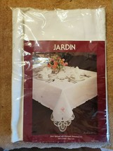 NIP Jardin 100% Cotton Hand Embroidered Floral Applique Tablecloth 68&quot; x 104&quot; - £27.69 GBP