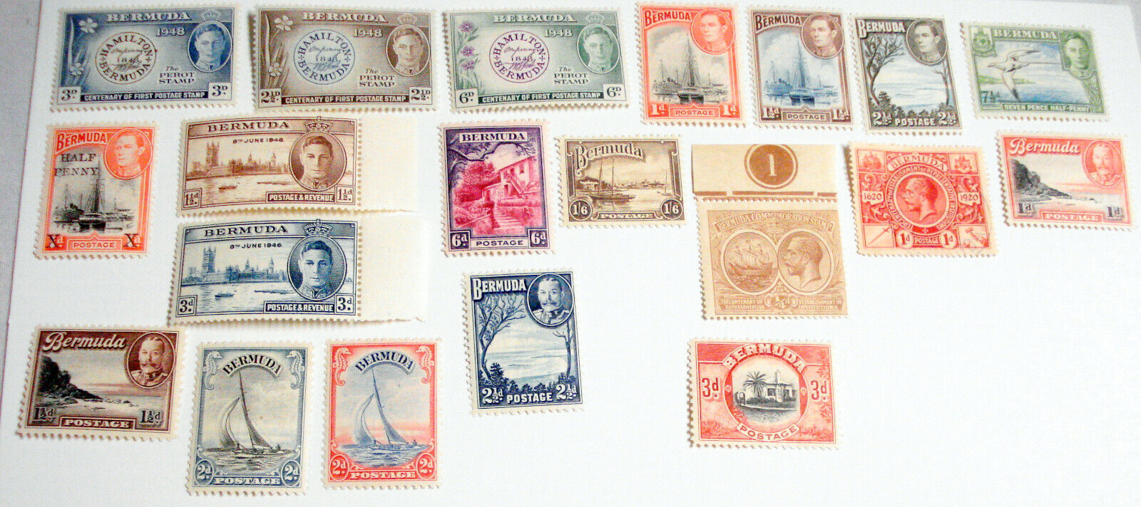 19 Bermuda Mint King George V & VI Stamps Only $19.99 Free Shipping  - $19.99