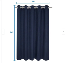 River Dream HOOKLESS Waffle Weave Shower Curtain With Snap-In Liner 71Wx74L NAVY - £21.83 GBP