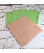 Linen Cloth Napkins Lot Of 4 Lime Green Coral Pink Square Vtg 70’s Faded... - $11.88