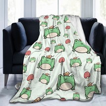 Pubnico Cute Green Frog Blanket , Flannel Blanket Fluffy Cozy Fuzzy Throws - £29.75 GBP