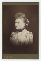 Antique c1880s Cabinet Card Stunning Portrait of Woman Wearing Choker Tr... - $23.22