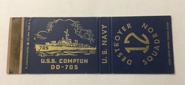 Vintage Matchbook Cover Matchcover US Navy USS Compton DD-705 - £2.97 GBP