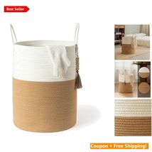 Versatile 58L Woven Hamper with Boho Tassels - Perfect for Laundry and D... - $60.34