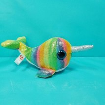TY Beanie Boos Nori Narwhal Plush Stuffed Animal Rainbow Glitter Bent Ta... - £12.39 GBP