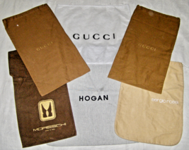 LOT of 6 GUCCI + MORESCHI + HOGAN + SERGIO ROSSI FABRIC DRAWSTRING DUST ... - $11.88