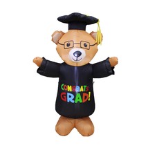 4 Foot Tall Graduation Inflatable Brown Teddy Bear with Cap and Gown Glasses Pre - £63.44 GBP