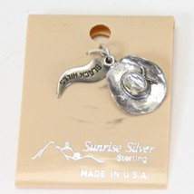 Black Hills SD Sterling Silver 925 Charm Sunrise Silver Cowboy Hat Origi... - $36.21 CAD