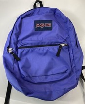Jansport Superbreak Purple Backpack Violet Bookbag Padded Pockets Logo School - £14.23 GBP