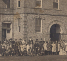 1919 Antique Postcard Large Group Of People Outside Big Building Unposte... - $13.95