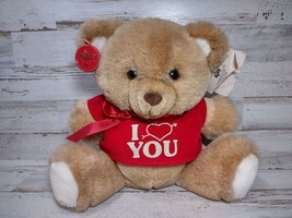 Vintage Russ Caress Soft Pet Teddy Bear w/ Red I Love You Shirt DAMAGED TAG - £12.44 GBP