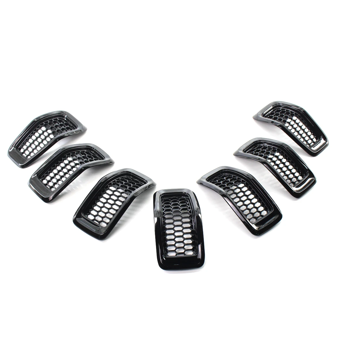7PCS Gloss Black Car Mesh Honeycomb Front Grill Inserts for Jeep Cherokee 2014 - £49.53 GBP