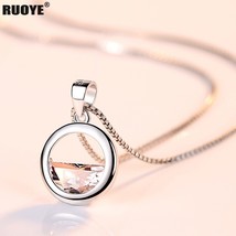 Classic Silver Color Necklace Pendant Crystal Round Pendant For Women Fashion Je - $16.05