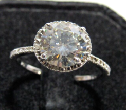 925 Sterling Silver 2.25ct Moissanite  Solitiare Engagement Ring Sz 7.75 CM - £62.29 GBP